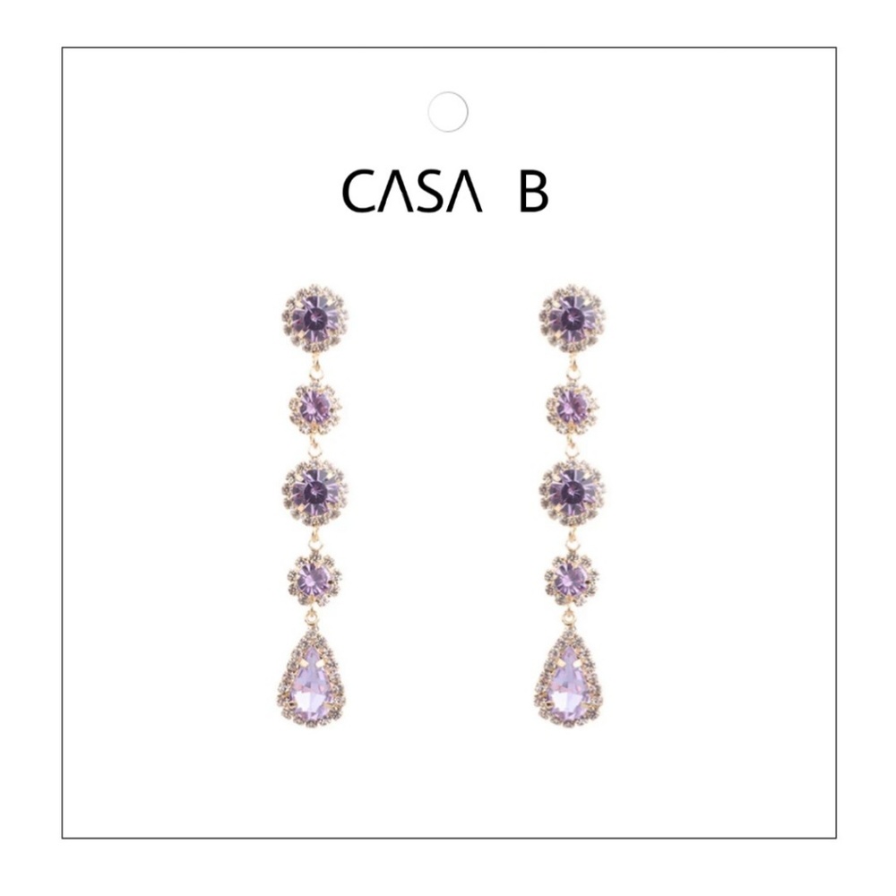 CASA B | Iris Crystal Drop Earrings in Amethyst